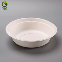 Eco-friendly Disposable Sugarcane Dinnerware Set Bagasse Paper Pulp 32oz Bowl