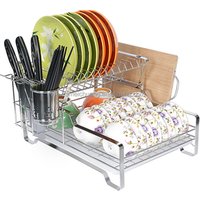Multifunctional metal drainer stainless steel drying kitchen bowl plate with tray dish storage rack