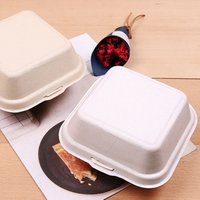 Custom pulp disposable bento box biodegradable food container bamboo lunch box food delivery packaging bamboo hamburger box