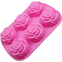 Large Rose Flower Silicone Tray for Cake Bread Pudding Chocolate Muffin Soap 6 cavity 3D Ice Cube Handmade molds