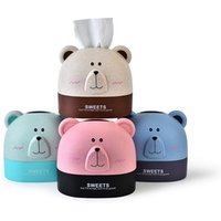 Factory Wholesale Wheat Straw Cartoon Plastic Polar Bear Napkin Storage Box Facial Tissue Box