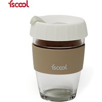 Fscool Leakproof Reusable Glass Coffee Cup with Silicone Cover