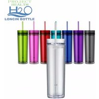 Clear Double Wall Plastic Insulated Tumbler Straw