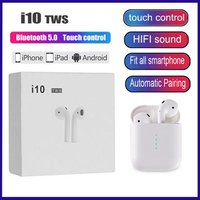 I10 TWS V5.0 sport touch blue tooth wireless earphones with charging case