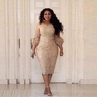 Dark Champagne Three Quarter Sleeve Lace Mother Groom Dress