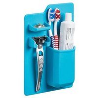 Bathroom storage rack mirror wall mount organizer silicone razor toothpaste toothbrush holder