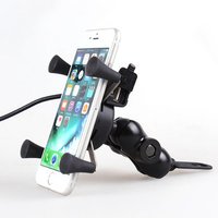 360 Degree Rotation Motorcycle Bike Mobile Phone Stand Holder With USB Charger X Type Mobile phone Mount bracket