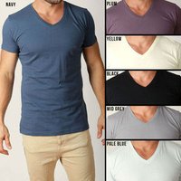 Plain V Neck Basic T Shirt
