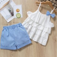 B40425A 2019 Summer children clothing sets lace tank tops and shorts
