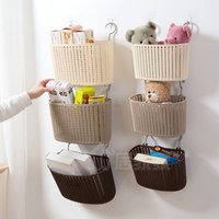 Factory wholesale double hook flower rattan plastic storage hanging basket bathroom bath hanging basket