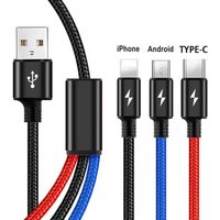 Free shipping 3 in 1 USB Cable for Mobile Phone Micro USB Type C Charger Cable for IOS Charging Cable Micro USB Charger Cord