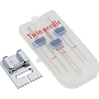 Double Twin Needles + Wrinkled Sewing Presser Foot for Sewing Machine Size 2/90 3/90 4/90 fittings need