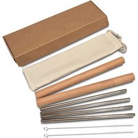 Custom Reusable Metal Drinking Straws Stainless Steel Straw Set with Handcrafted Wooden Cases