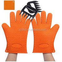 BBQ Grilling Set 2oz Stainless Steel Meat Marinade Seasoning Injector, Heat Resistant Silicone BBQ Gloves & Meat Claws