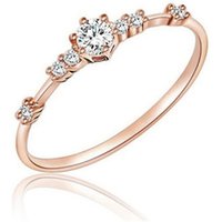 Fashion 14k Gold Plated Silver Gold Small Crystal Zircon Wedding Engagement Finger Rings for Women