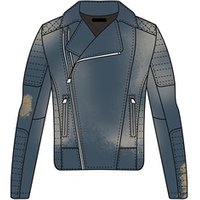 Zipper Quilted Lined Motorcycle Denim Jacket Claw Tear