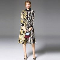 2019 spring new design women fashion shirt dress ladies midi floral print vintage dress