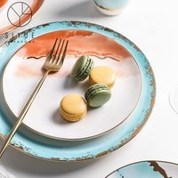 Colourful European Style Home Plate Set Rim