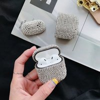 Hot Luxury Diamond Case for Air Pods for Women Bling Crystal Anti-lost Cover for Airpods 1 2 Wireless Charging Cases