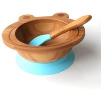 Bamboo organic baby suction bowl with feeding spoon set