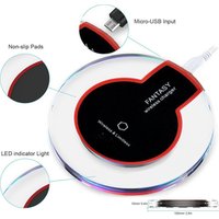 Ultra Thin K9 Cheap Universal Fast QI Blue Light Crystal Wireless Mobile Phone Charger Pad with LED