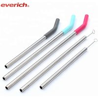 Everich New Metal Straw Stainless Steel Straw Silicone Straw Tips For Drinking