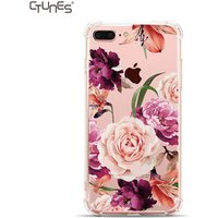 Clear Floral Pattern Air Cushion Shock Absorption Bumper Soft Flexible Anti-Scratch TPU Back Case for Apple iPhone 7 / 8 Plus