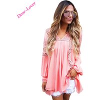 Crochet Lace Trim Relaxed Long Sleeve Tunic