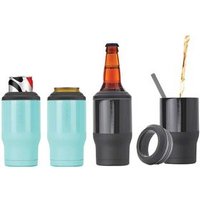stainless steel beer bottle holder 12oz double wall vacuum insulated beer insulator multi-use beer can cooler with rubber cap