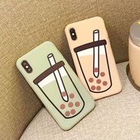 Free Shipping Funny Milk Tea Drink Case For iPhone XS XR Xs Max X Soft Phone Cases for iphone 6 7 8 Plus TPU Silicone Back Cover