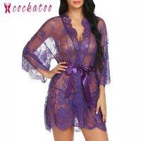 Sheer Mesh Kimono Robe Lingerie Set