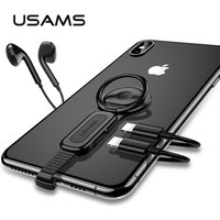 USAMS AU06 4 in 1 Phone Holder Magnetic Car Holder for Lightning Double Audio Adapter for iphone