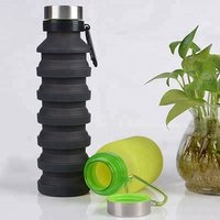 Factory private label silicone foldable collapsible sport water bottle