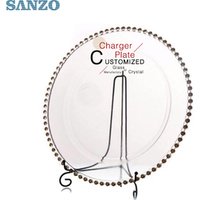 Wholesale Cheap Handmade Customized Gold Silver Glass Beaded dinner Charger Plates