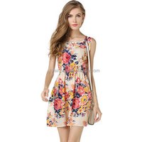 2017 Chiffon Sleeveless Printed Dress