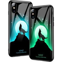 tempered glass night light phone case for iphone x xs max xr,for iphone luminous glass case