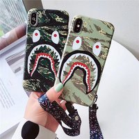 Free Shipping Camouflage Bape Pattern Shark Camo for iphone 8 7 6s X Xr Xsmax Case Wristband Military
