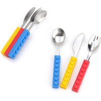 Kids Cutlery Set Flatware Baby Stainless Steel Spoon and Fork Set Silicone Handle Design Utensils Bau Messer und Gabellffel