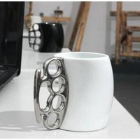 Brass Knuckle Handle Ceramic Coffee Mug