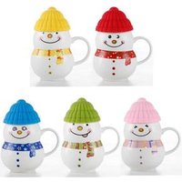 Christmas Snowman Porcelain Mug Silicone Lid