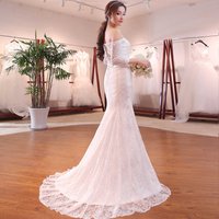 Elegant Lace Flower Applique Mermaid Wedding Gown