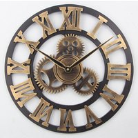 45CM Retro MDF Wood Large Gear Wall Clock