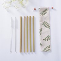 Eco friendly reusable bamboo drinking straw custom logo with brush