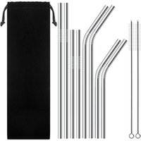 FDA 304 Reusable Straw Set Stainless Steel Drinking Brush Wholesale Metal Straws