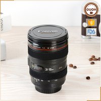 China Factory Promotional Wholesale Creative 24-105mm Camera Lens Shaped 16oz Plastic Coffee Cups Mugs With Lid