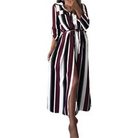 Striped Printed Shirt Dress