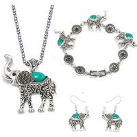 Fashion alloy necklace bracelet earrings elephant jewelry set