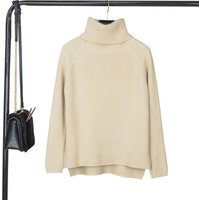 Turtleneck Side Split Loose Fit Sweater