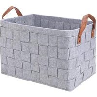 Large size Hamper Handmade Woven Felt laundry Storage Basket with PU Handle