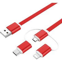 3 in 1 2.4a fast charging micro usb c data cable 100cm noodle TPE 3in1 type-c mobile phone multi charger for iphone/samsung s8